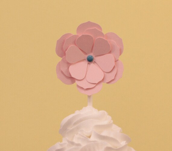 Pink Flower Cupcake Toppers Il_570xn
