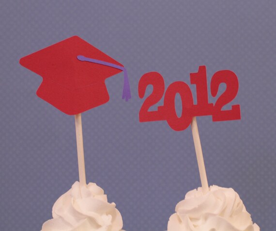 Graduation Hat and Year Cupcake Toppers Il_570xn