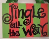 HOLIDAY CLEARANCE--canvas plaque hand-painted with Christmas phrase