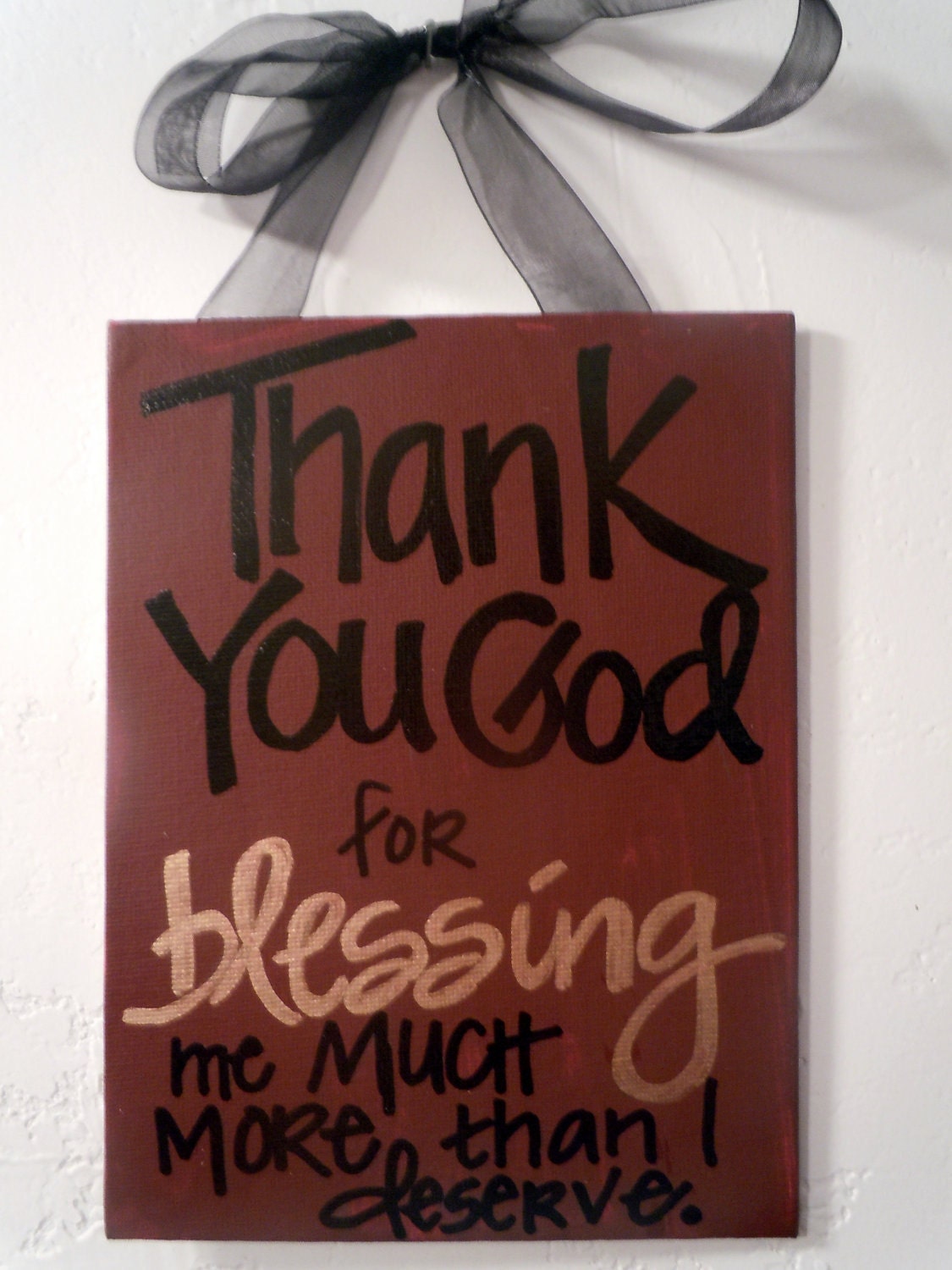 Hand-painted 6x8 canvas plaque with prayer of thanks