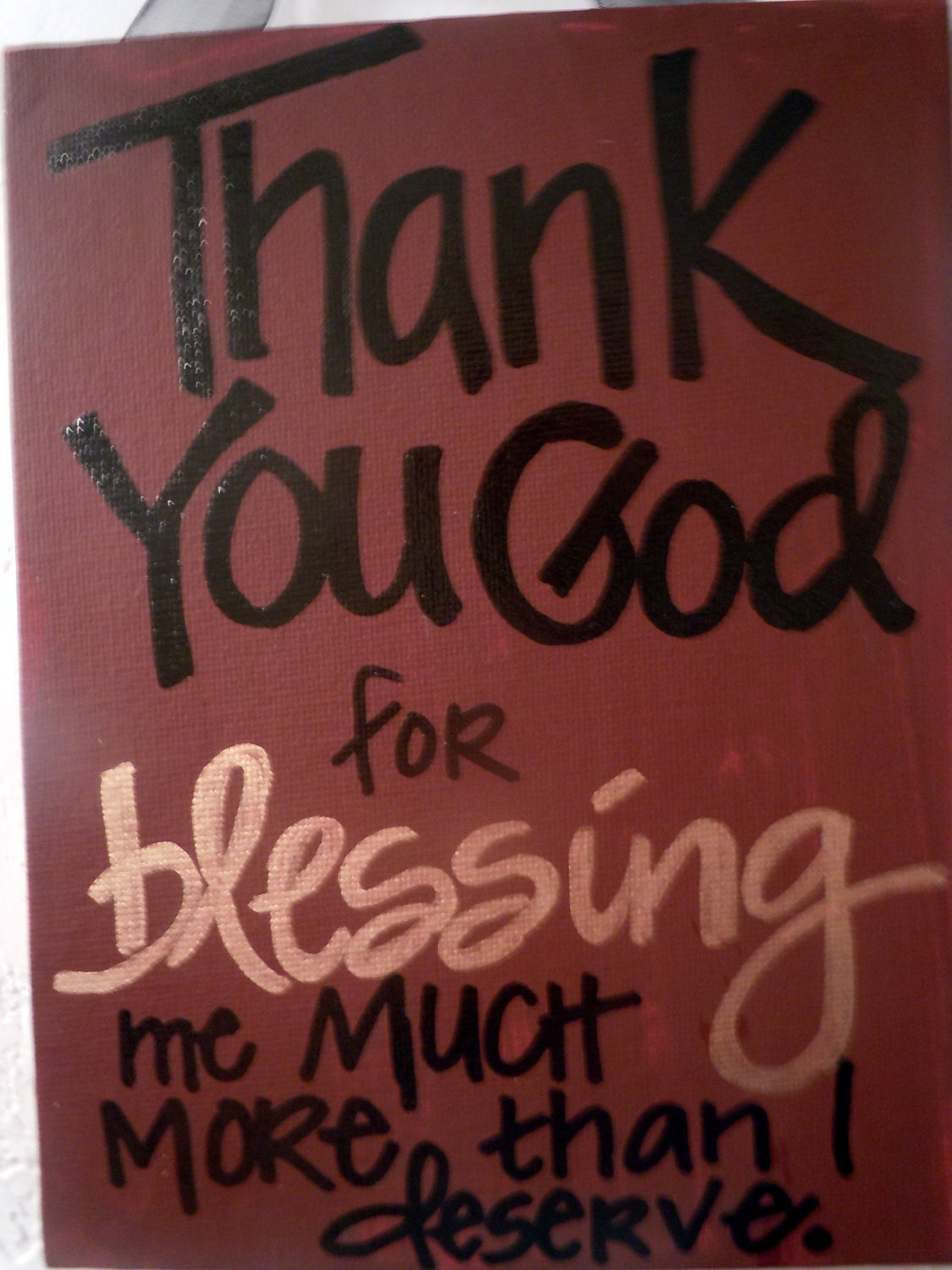 Hand-painted 6x8 canvas plaque with prayer of thanks