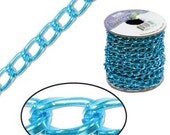 20 Foot Spool of Turquoise Aluminum Curb Chain 9.3x5.3mm Wide