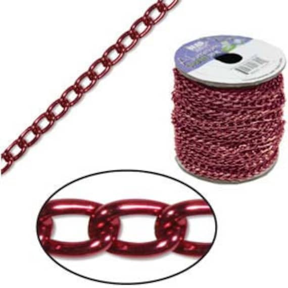 20 Foot Spool Red Aluminum Curb Chain 6 x 3.6mm WIDE