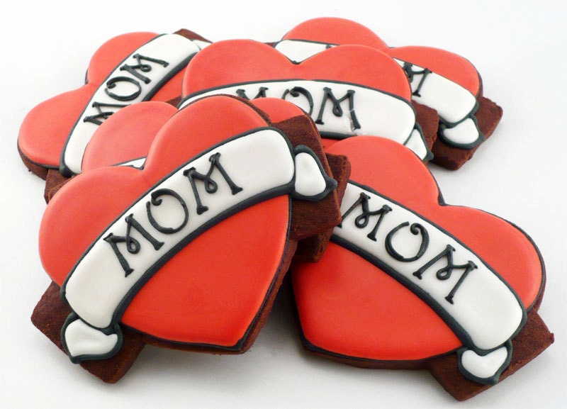 Decorated Cookies - Mother's Day - Heart Tattoo
