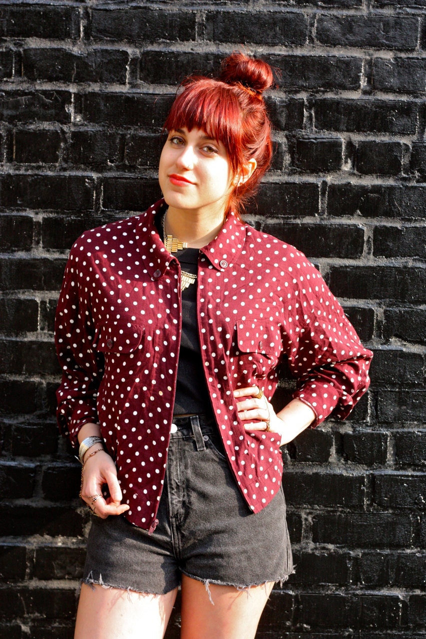 Vintage Maroon Polka Dot Jacket