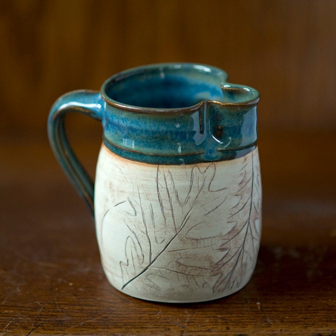 Rustic Woodland Blue Ceramic Creamer
