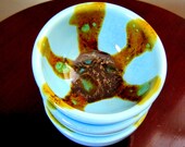 Decorative Dip Bowls (SET OF 3)-- Blue Sky with Peacock dripped glaze