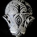 Lucky Elephant Bank -- White Ceramic Elephant with Black Embossed design on top.