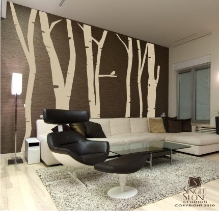 Birch Trees Wall Decal Mural Extra Tall - Set of 6
