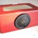 1960's Collectible Roberts R200 Transistor Radio in red. Leather-covered teak case. English early 60's vintage. Fully working