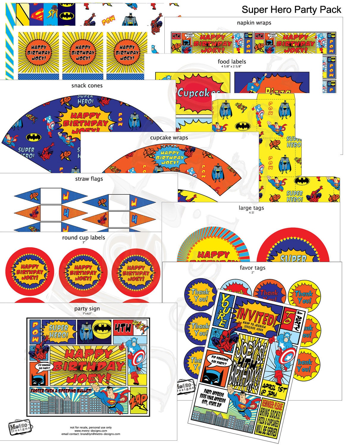 Superhero Theme Party Kit - Digital Files Il_170x135