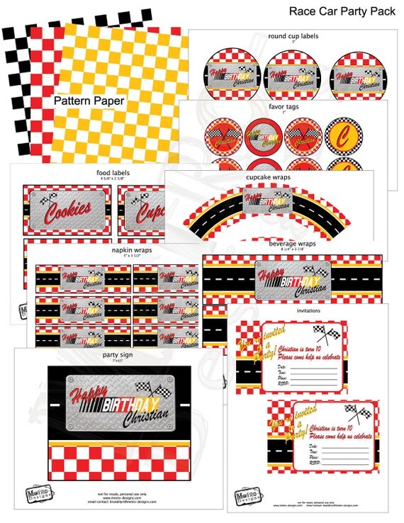 Racecar Birthday - Party Package Il_570xn
