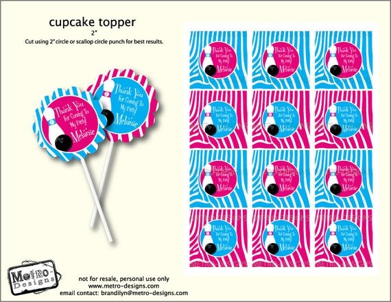 Bowling Theme Cupcake Toppers - Digital File, PRINTABLE, D.I.Y. - by Metro Events/Metro-Designs Il_570xn