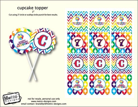 Rainbow Party - Favor Tags, Cupcake Toppers Il_570xn