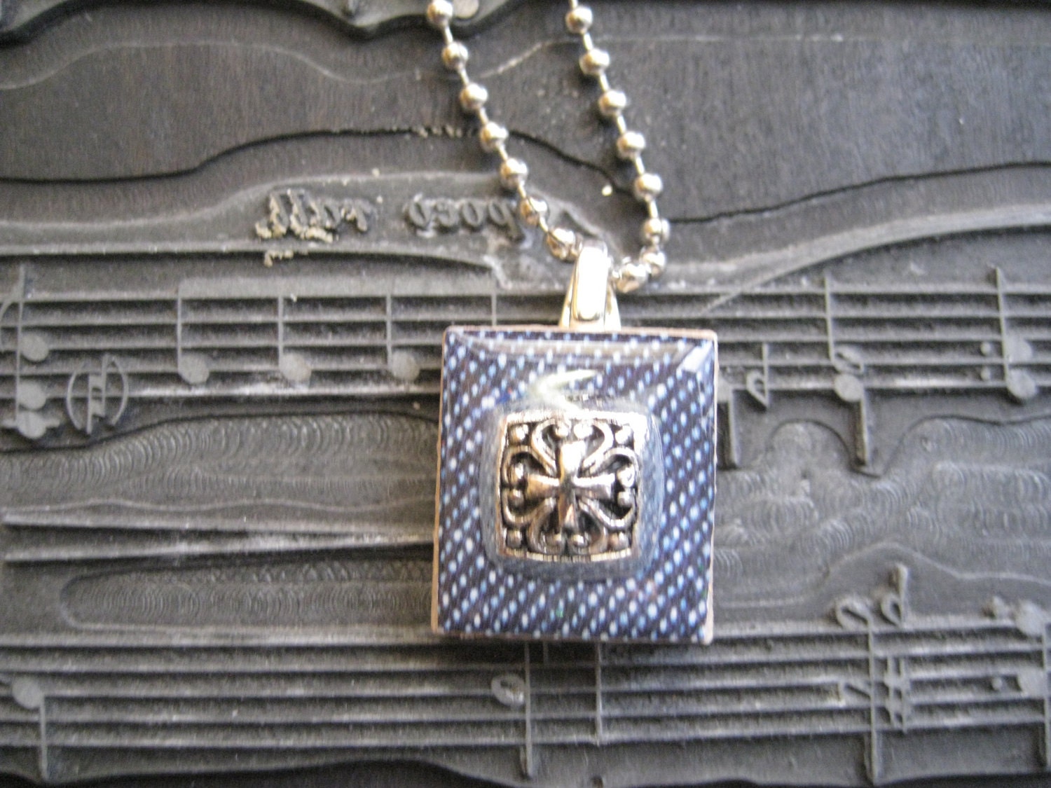 Silver Charm scrabble tile necklace