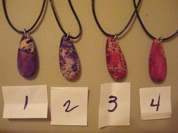 2 Purple and 2 Fushia Pendants--Sold Separately--Same Size and Shapes