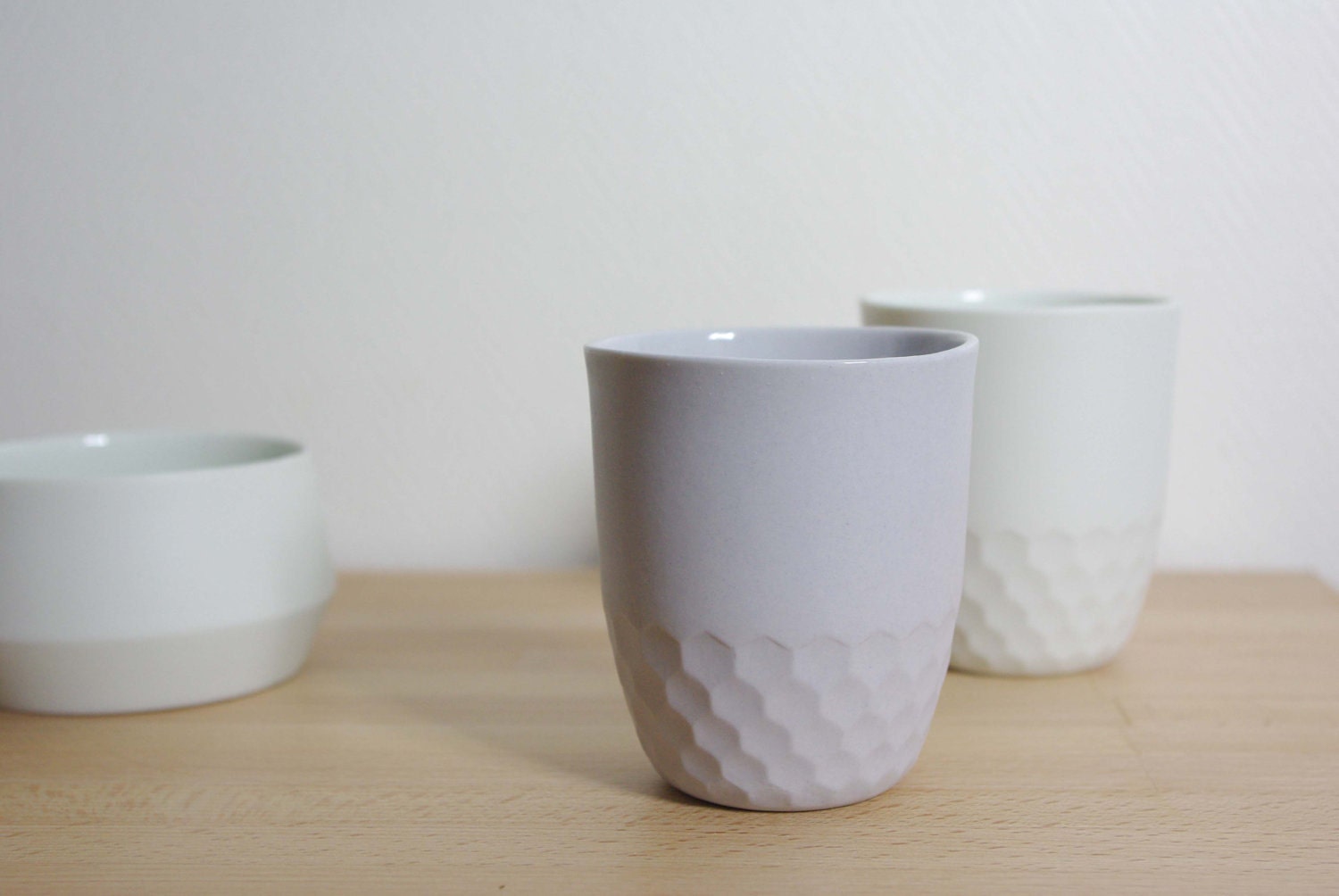 Faceted Porcelain Cup (pastel blue )