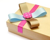 Ribbon gift wrap add-on, NEAPOLITAN, pastel blue pink brown