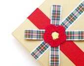 Ribbon gift wrap add-on, TARTAN, red white yellow