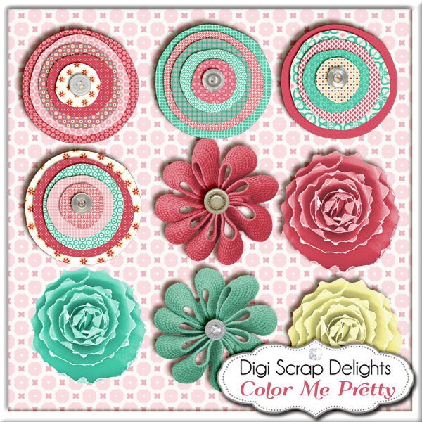 Owl Clip Art / Bird Digital Scrapbook Kit in Pink Red Cards, Invites, Digital Scrapbooking, Instant Download