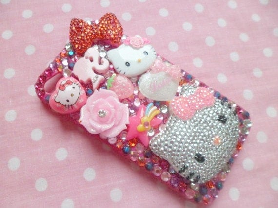 Bling Rhinestone Hello Kitty Head Kawaii iPhone 4 Cell Phone Case