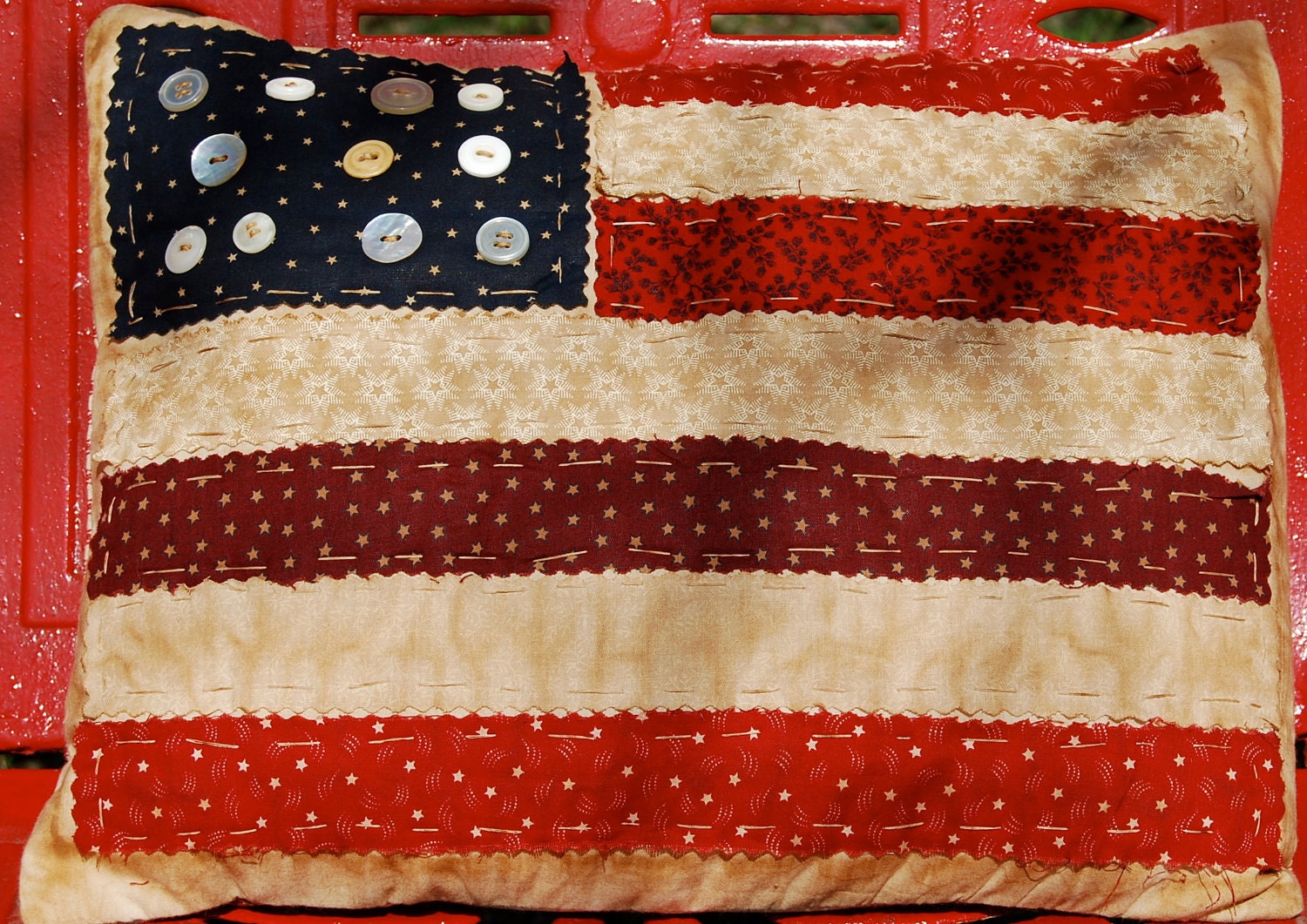 USA Flag Quilted Pillow