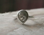 Large gray rose cut diamond in sterling silver