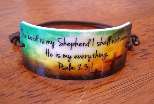 Sunset with Crosses Psalm 23:1 Scripture Bracelet