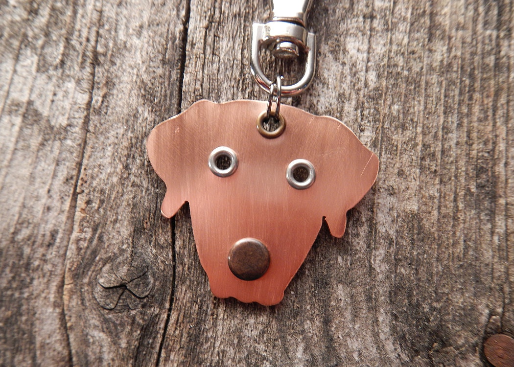 Keychain ID Key Chain Tag Labrador Retriever Lab Dog Breed Dog Pet Lover Copper Aluminum Custom Rivets Stamped