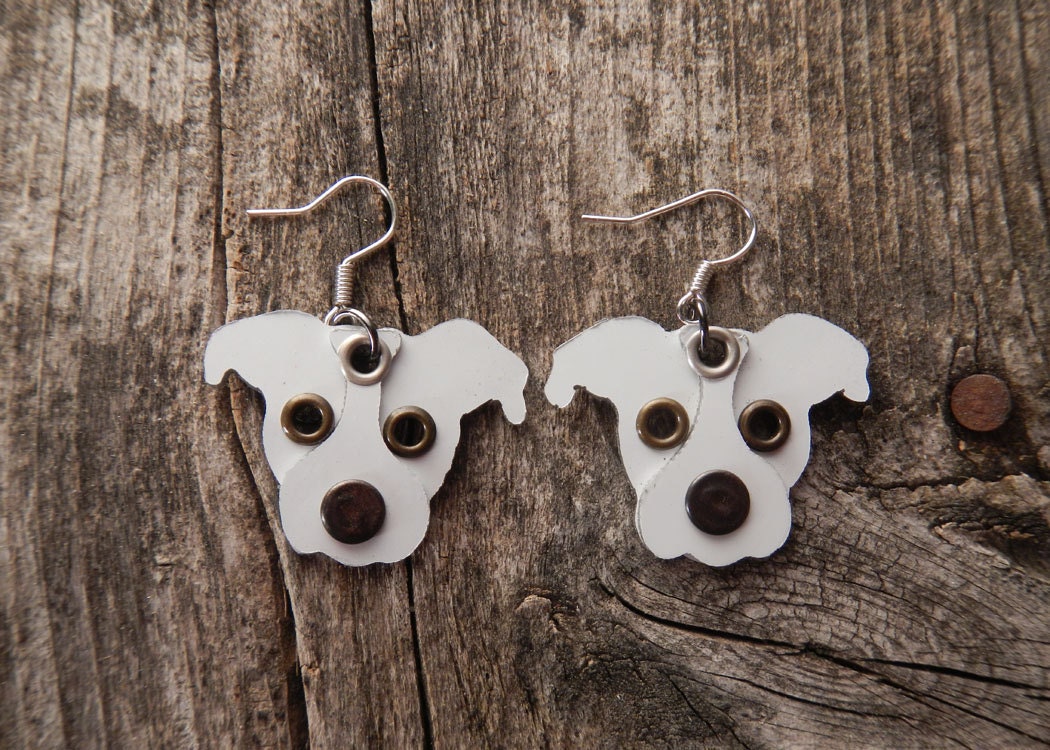 Earrings Jewelry Pit Bull Pittie Dog Breed Pet Lover Aluminum Custom Rivets