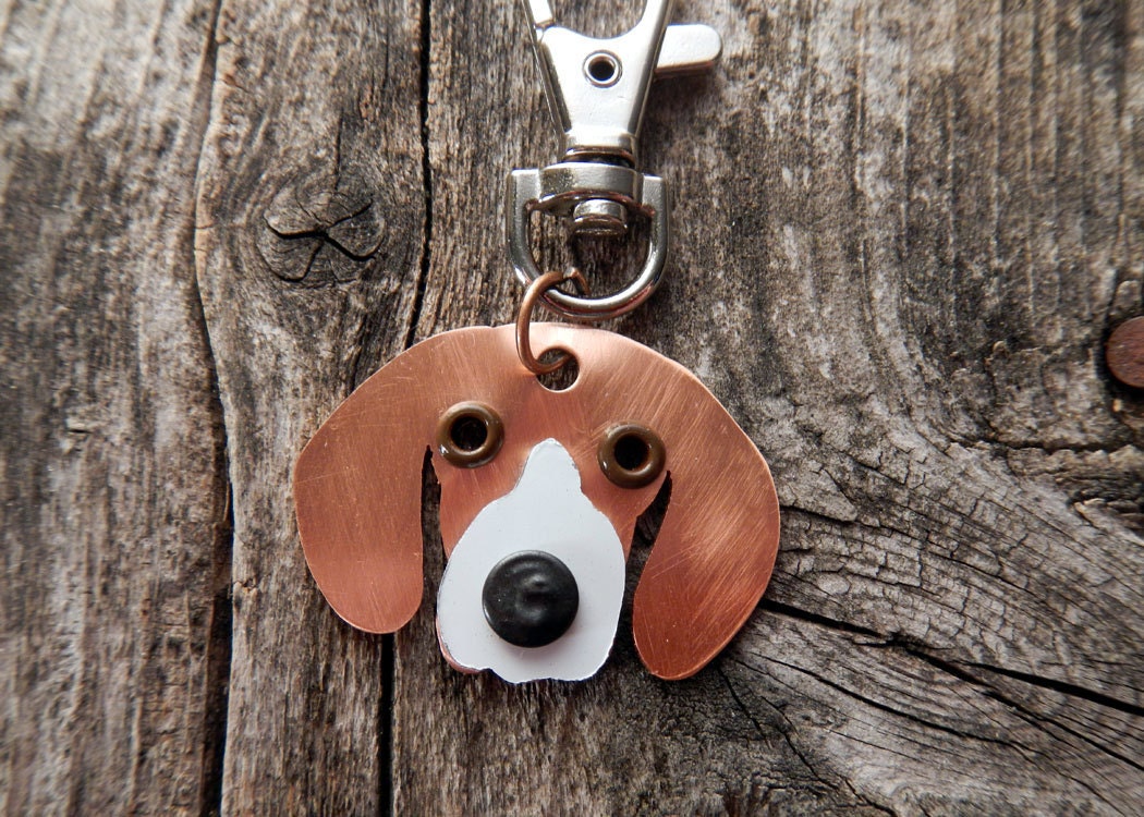 Keychain ID Key Chain Tag Beagle Snoopy Dog Breed Dog Pet Lover Copper Aluminum Custom Rivets Stamped