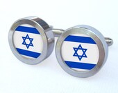 Israel Flag Cufflinks -- Gift for Israeli wedding, groomsmen, and university graduation