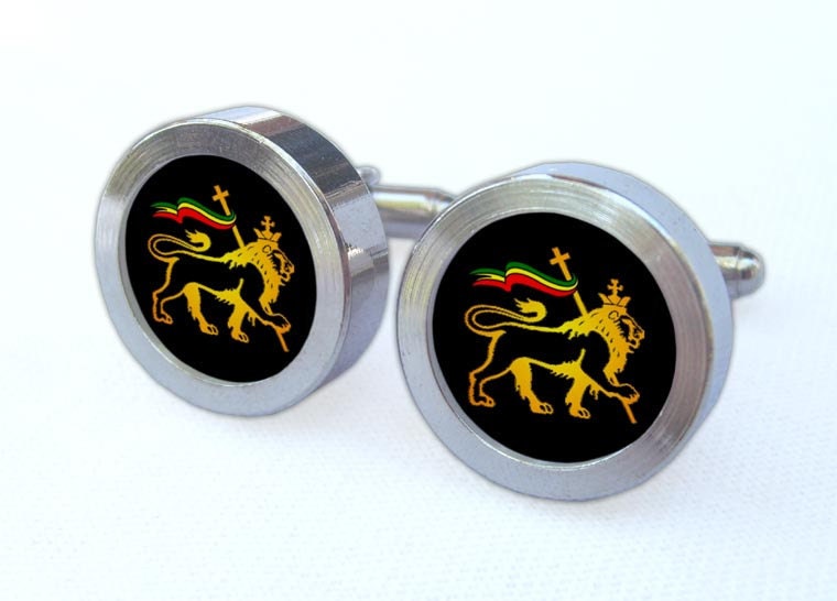 Lion Of Judah Cufflinks -- Rastafari Religious Symbol Gift for wedding, groomsmen, and university graduation