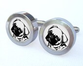 Pug Face Outline Cufflinks -- Animal Design Gift for wedding, groomsmen, and university graduation