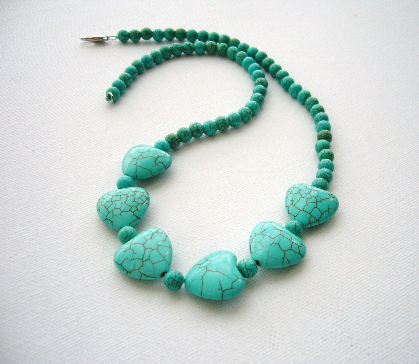 Turquoise Necklace - Hearts Necklace
