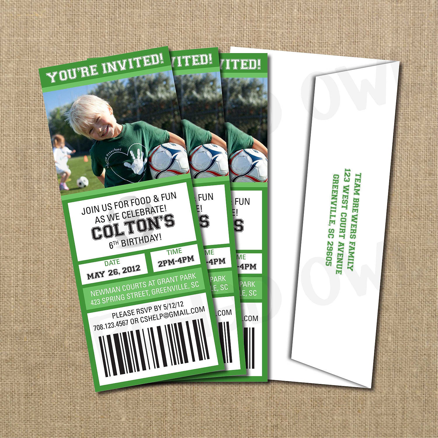 Soccer Birthday Game Ticket Invitation