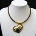 Leather Necklace Brown with gold plated heart