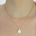 SALE Lunalie: Moon necklace. Single Pearl and gold necklace. two gold filled satellite chains -Full moon with coin pearl
