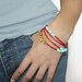 Runcible. Peruvian blue opal bracelet, Convertible to necklace or Anklet. Ruby, vermeil, brass and trade beads