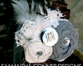 Rosette Headband -- "Gray Vintage Couture"