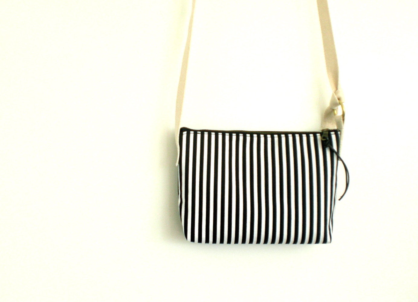 Cross Shoulder Purse, Pouch, Small Bag, Black and White Stripes