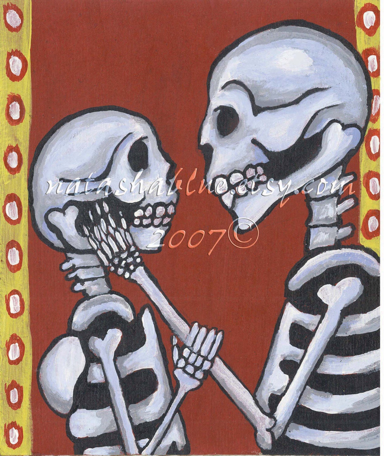 Day of the Dead - Dia de los Muertos Skeletons in Love Print