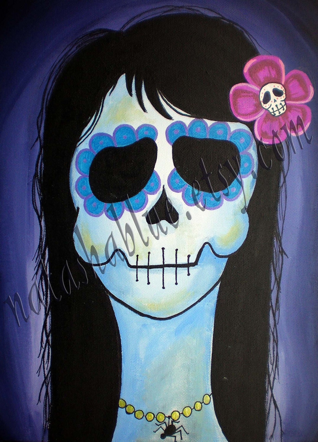 Day of the Dead La Bleue Verte Sugar Skull Skeleton print