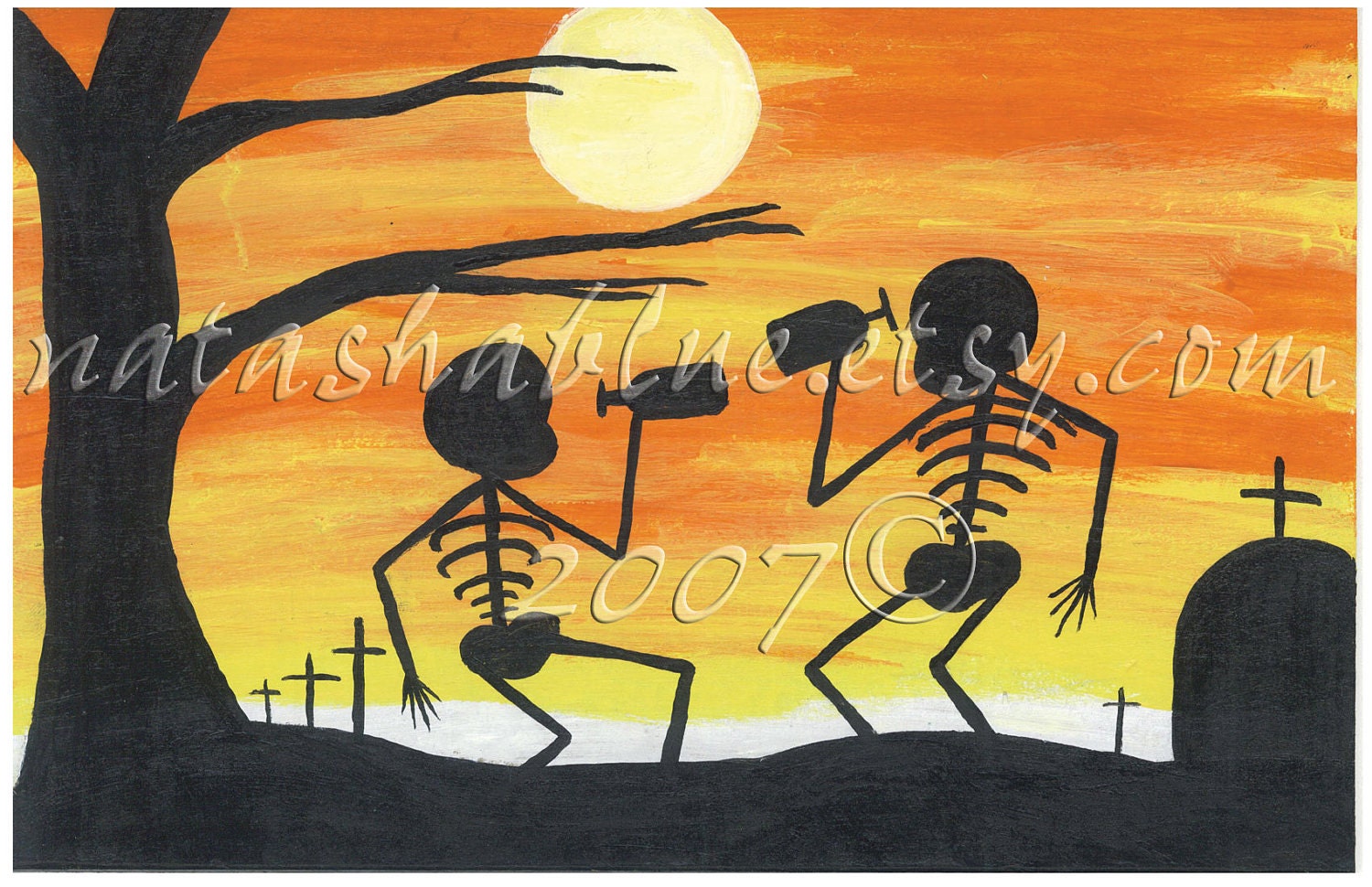 Day of the Dead Graveyard Sugar Skull Skeleton print