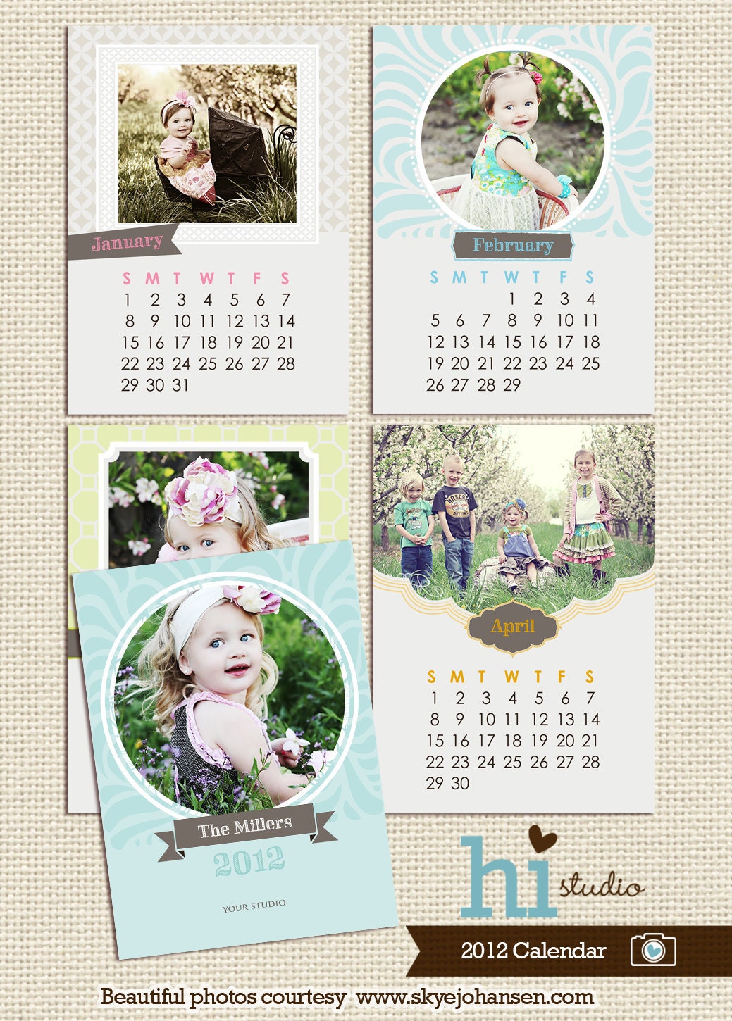 Calendar templates 2013 - 8x10" PSD for photographers