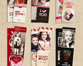 SET of 6 Bookmark template 2x7" -  Valentine's