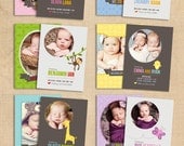 SET of 6 - Birth Announcement Photo Card Templates