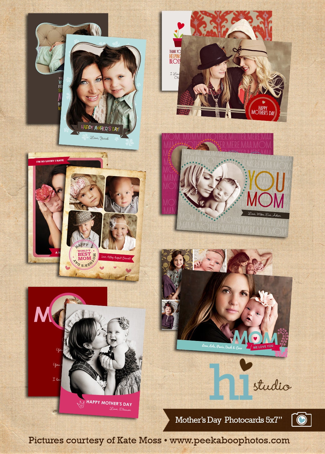 SET of 6 - Mother's Day Photo Card Templates