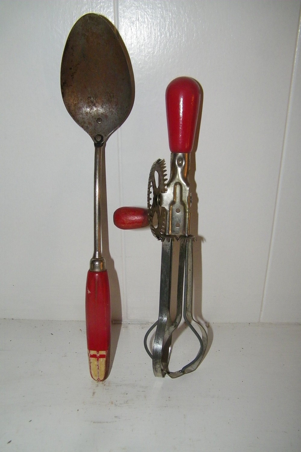 Set of Two (2) Vintage Red Handled Kitchen Utensils