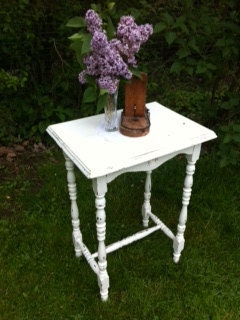 White Distressed Side Table